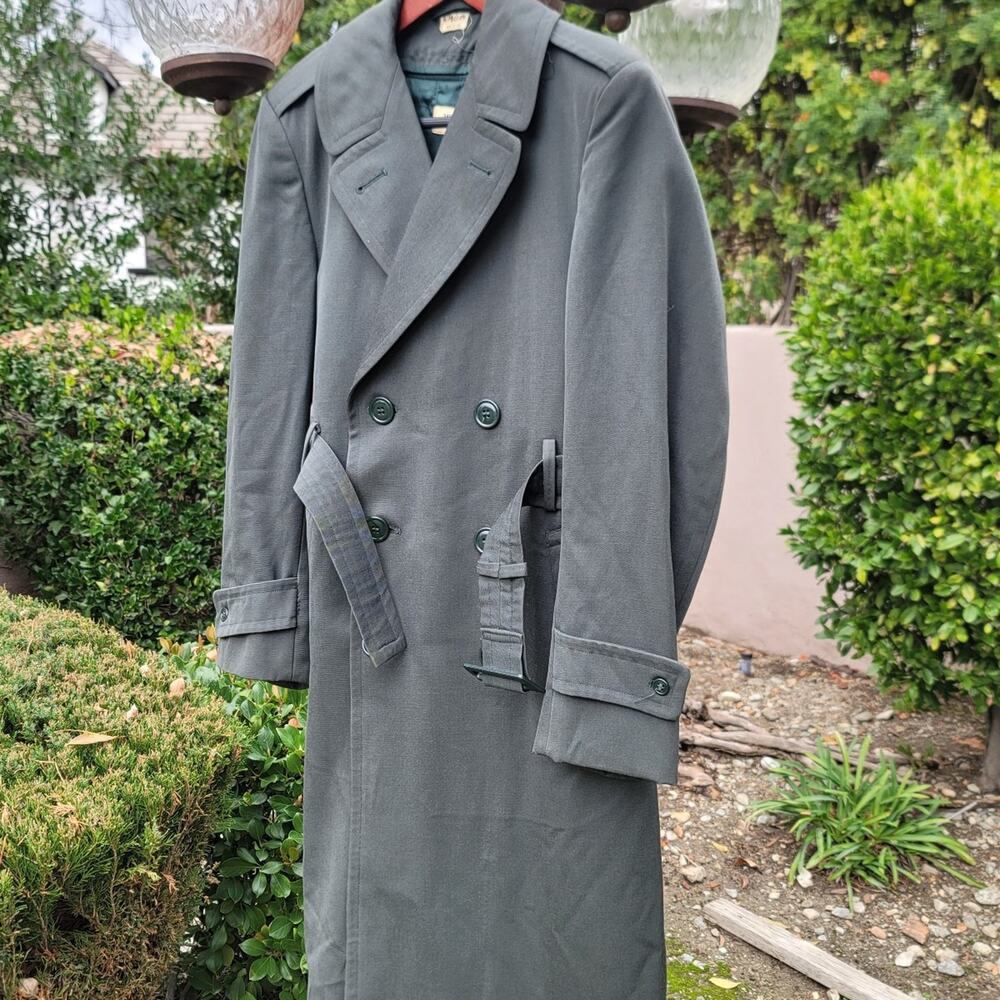 Vtg US Army Wool Gabardine AG44 Military Overcoat w/ Removable Liner - Picture 3 of 7
